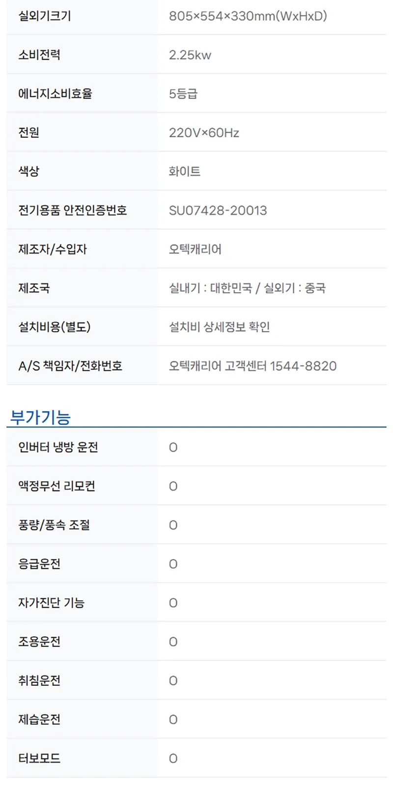 캐리어 인버터 벽걸이 에어컨 16평형 상세정보 3