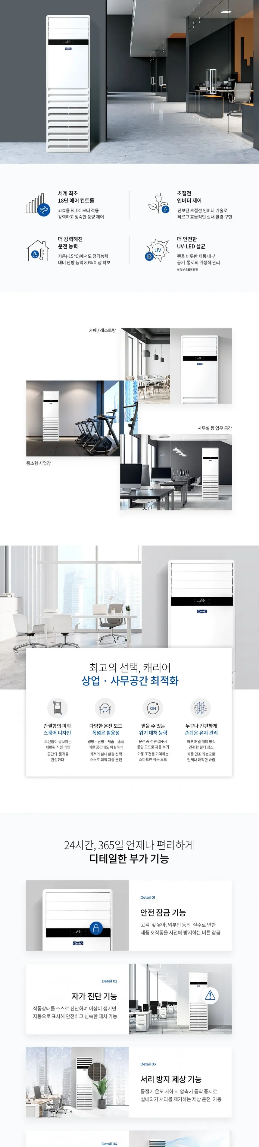 캐리어 인버터 중대형 스탠드 냉난방기 스탠다드 40평형 상세정보 1