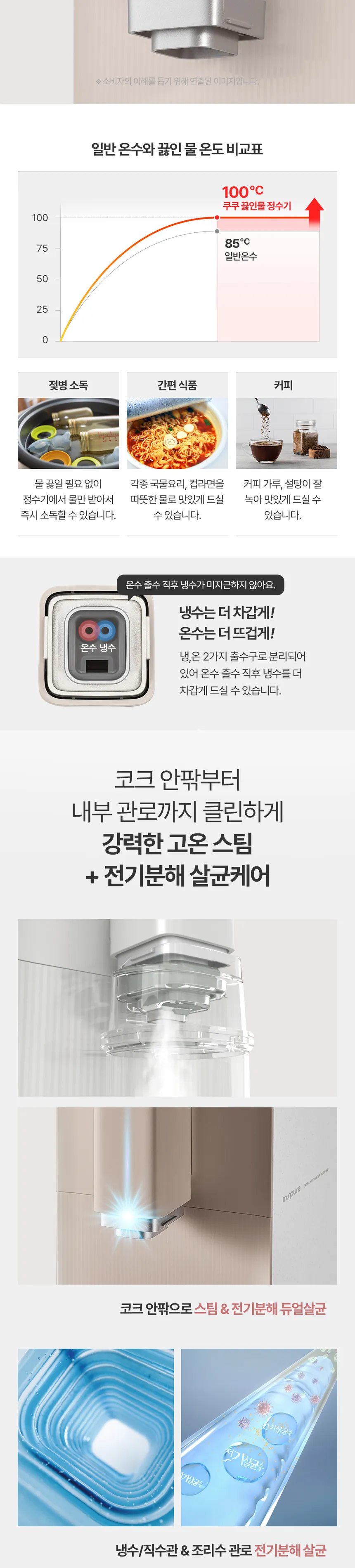 쿠쿠 STEAM 100도씨 끓인물 정수기 (냉온정) 상세정보 9