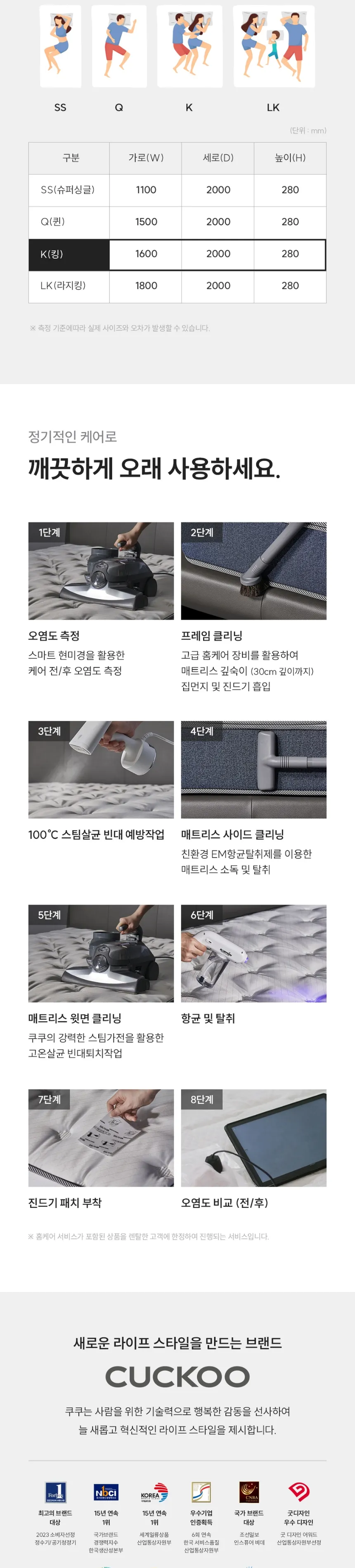 (세트) 쿠쿠 레스티노 매트리스 K + 가죽플랫헤드 프레임 QK 상세정보 8