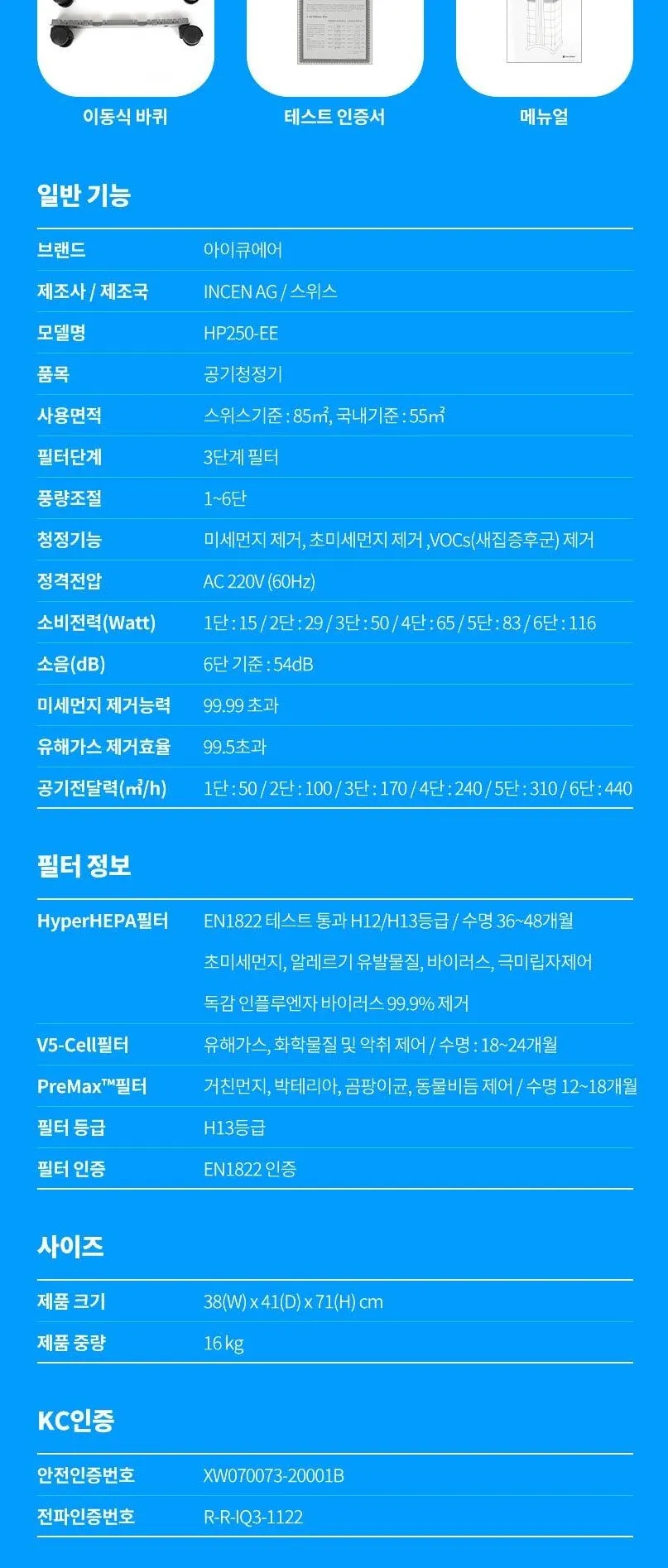 IQAir HealthPro 250 공기청정기 상세정보 10