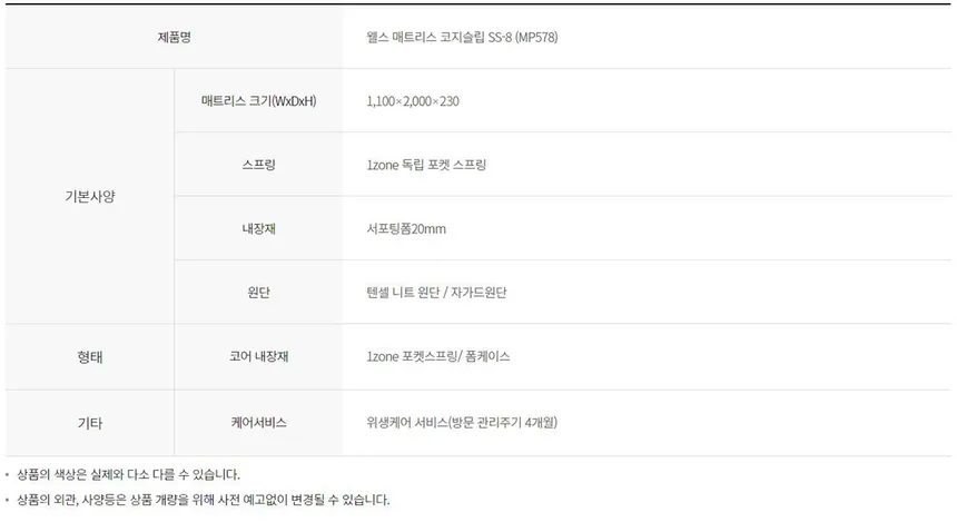 웰스 매트리스 코지슬립 (킹) 상세정보 4