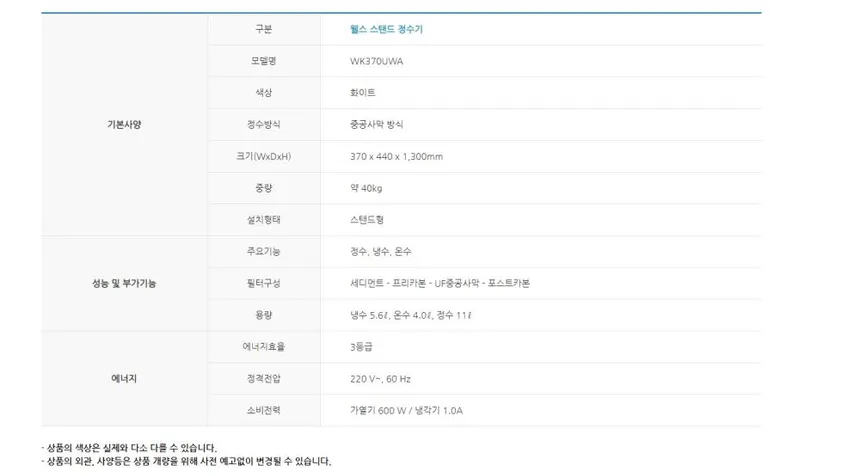 웰스 미네랄 중대형 스탠드 정수기 20L (냉온정) 상세정보 3