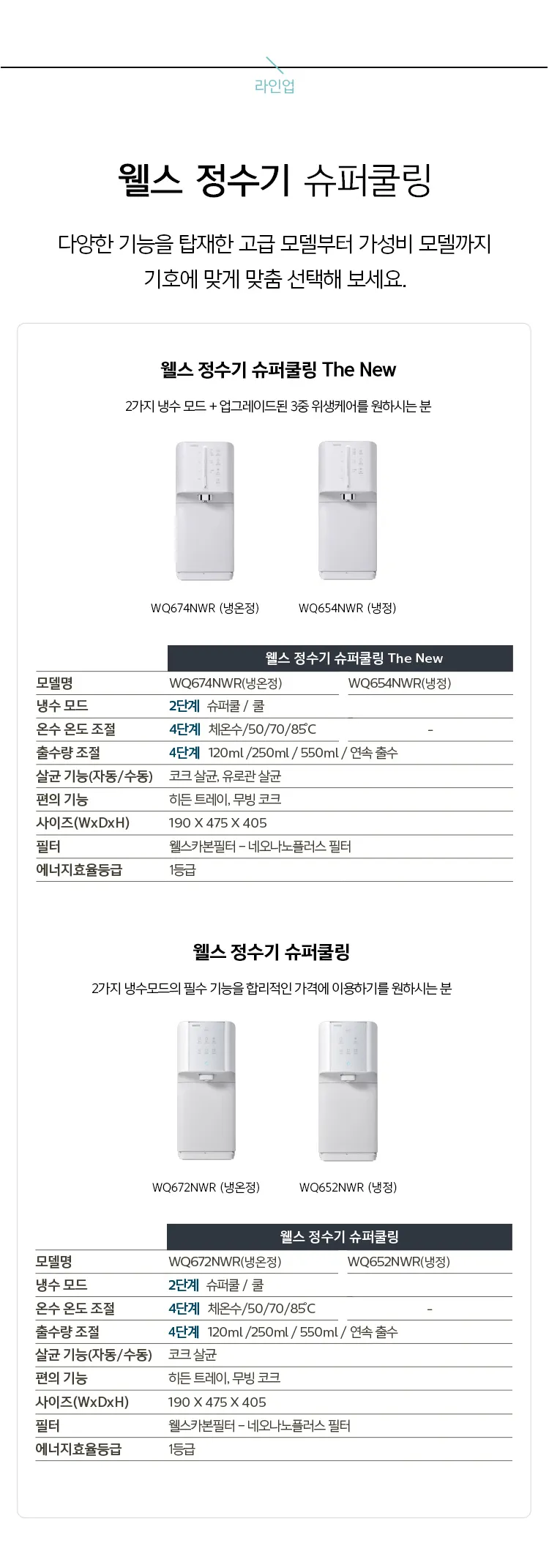 웰스 슈퍼쿨링 직수 정수기 (냉온정) 상세정보 9