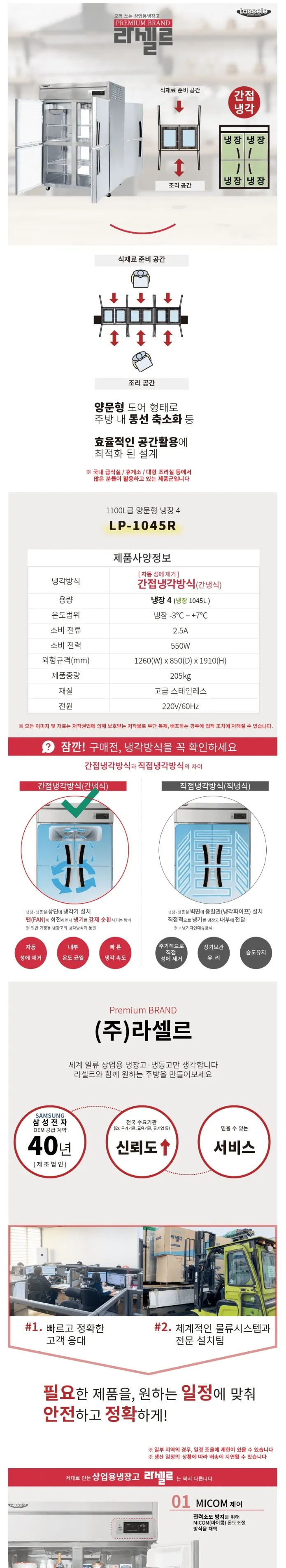라셀르 간냉식 올스텐 업소용 냉장고 1045L (앞뒤양문형/8도어) 상세정보 1
