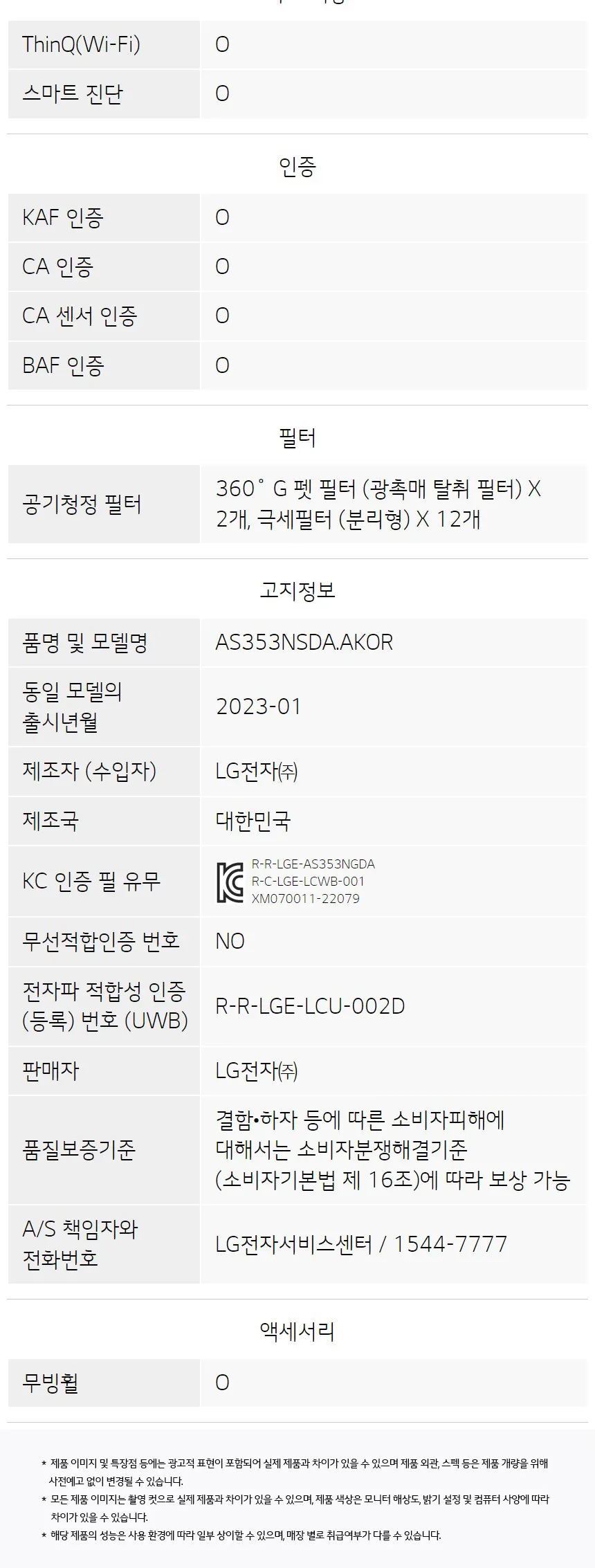 LG 퓨리케어 360˚ 공기청정기 UV살균 35평형 상세정보 14