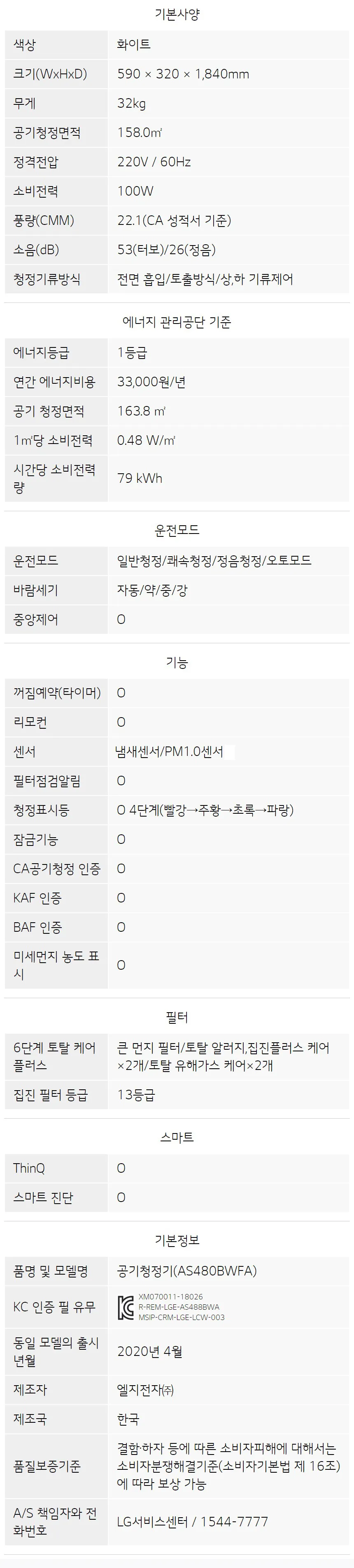 LG 퓨리케어 공기청정기 48평형 상세정보 4