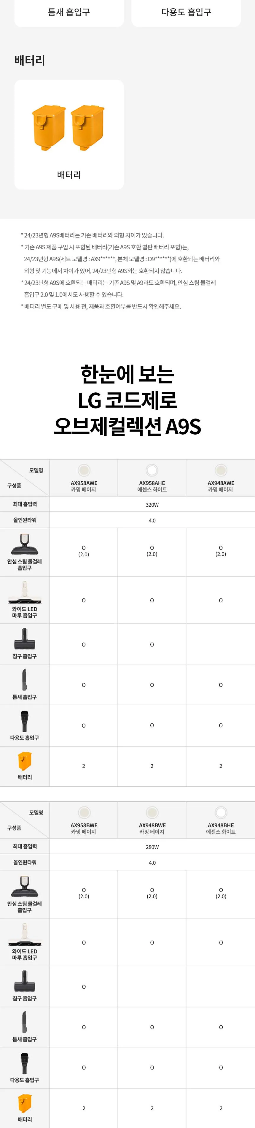 LG 코드제로 오브제컬렉션 A9S (280W 흡입+스팀 물걸레) 상세정보 11