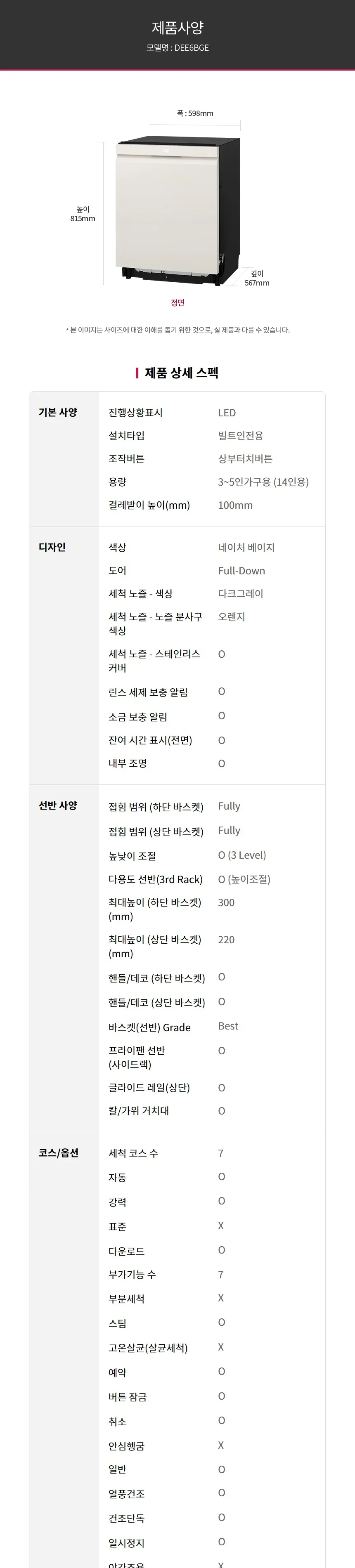 LG 디오스 오브제컬렉션 식기세척기 14인용 (스팀O/빌트인전용) 상세정보 11