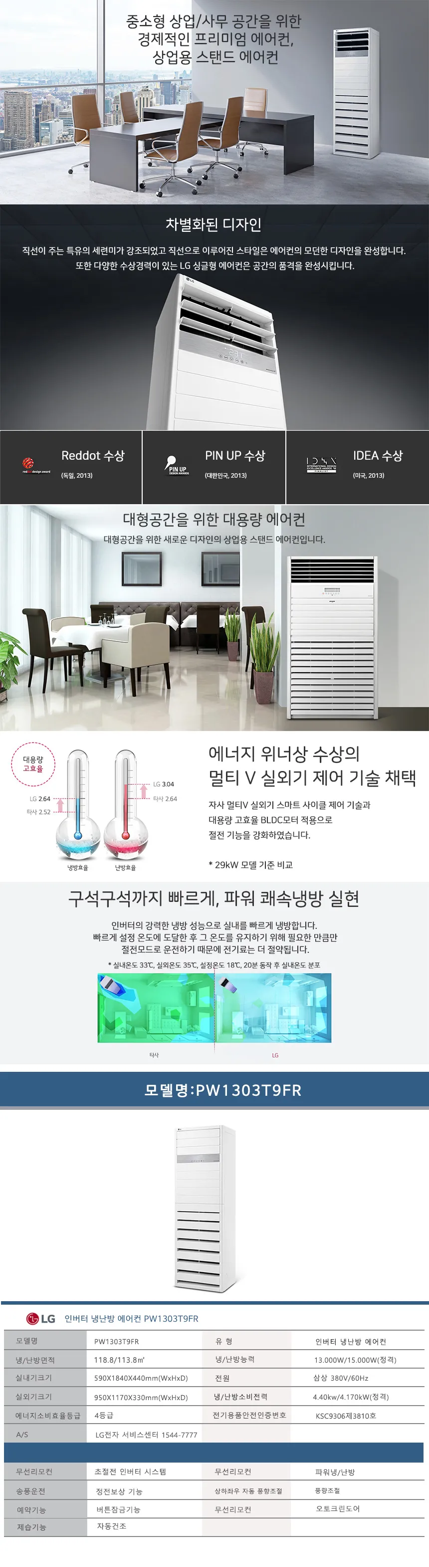 LG 휘센 인버터 스탠드 냉난방기 36평형 (삼상) 상세정보 1