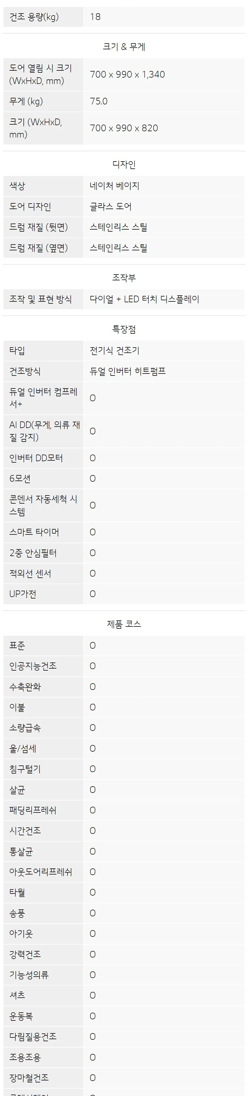 LG 트롬 오브제컬렉션 건조기 18kg (스팀X/UP가전) 상세정보 7