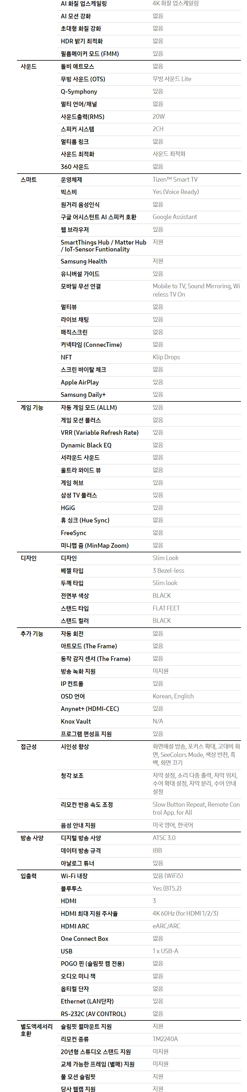 삼성 2024 Crystal UHD 4K Smart TV 75인치 상세정보 8