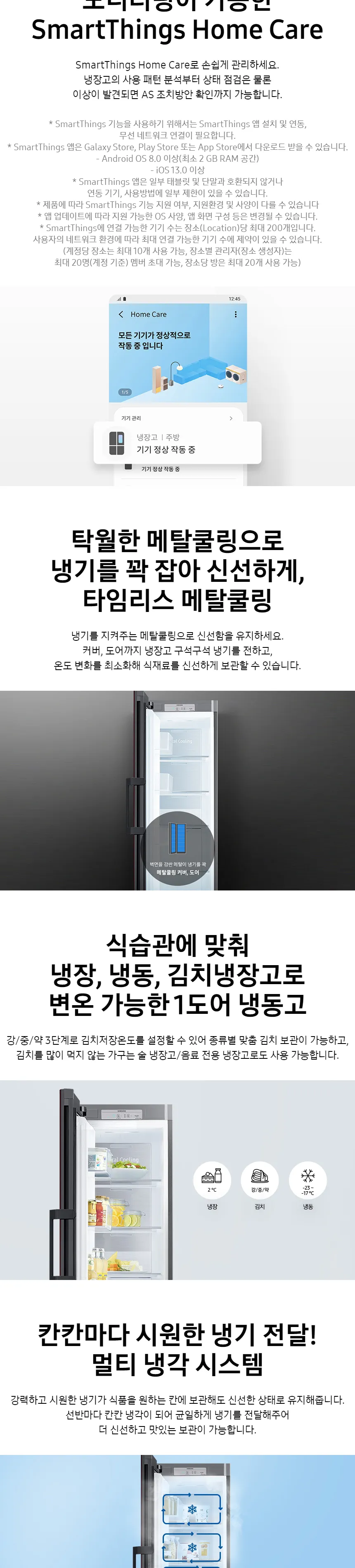 삼성 비스포크 원도어 냉동고 좌힌지 240L (코타 화이트) 상세정보 3