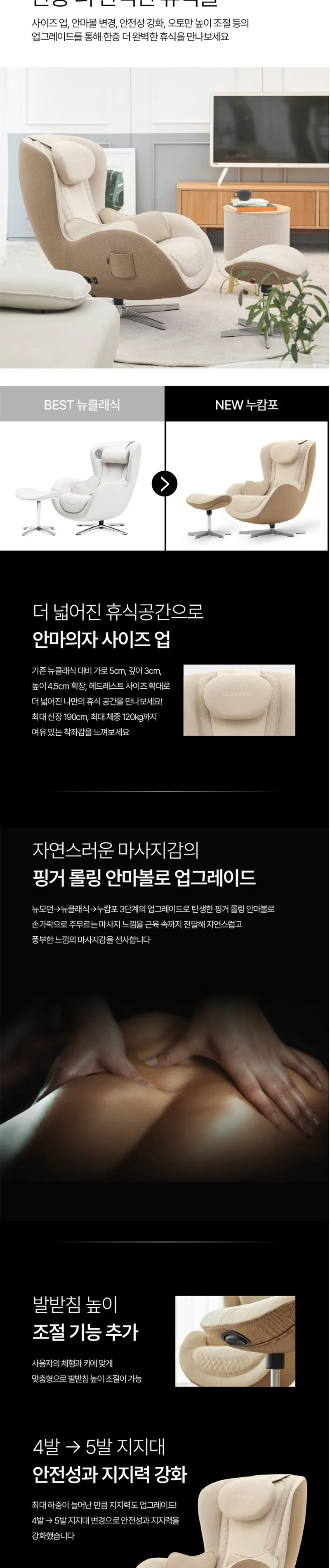누하스 누캄포L 패브릭 안마의자 (멜로우샌드) 상세정보 2